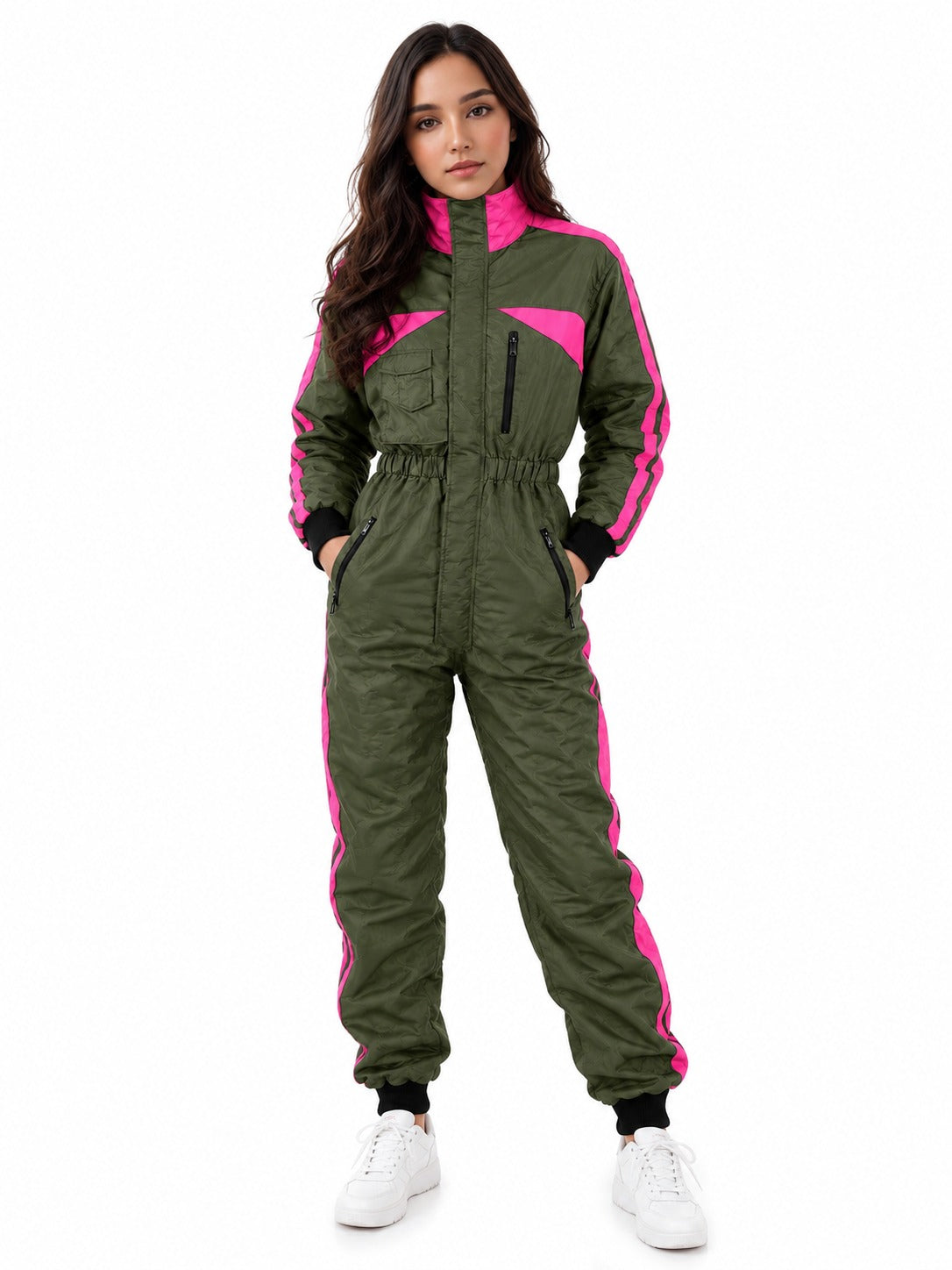 Paragliding olive green and pink color Suit De-02