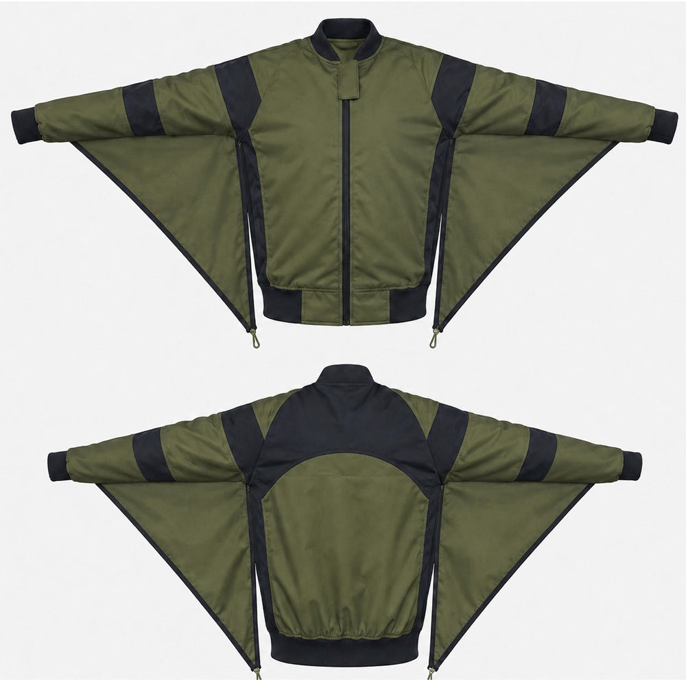 Skydiving Olive Green and black Camera jacket nd-035