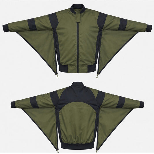 Skydiving Olive Green and black Camera jacket nd-035