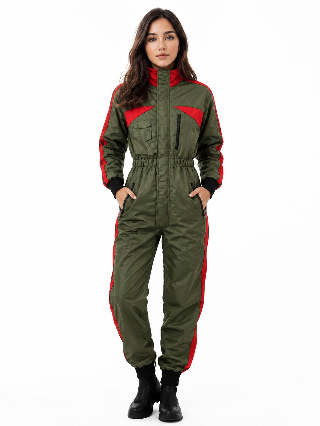Paragliding olive green and red Suit De-02
