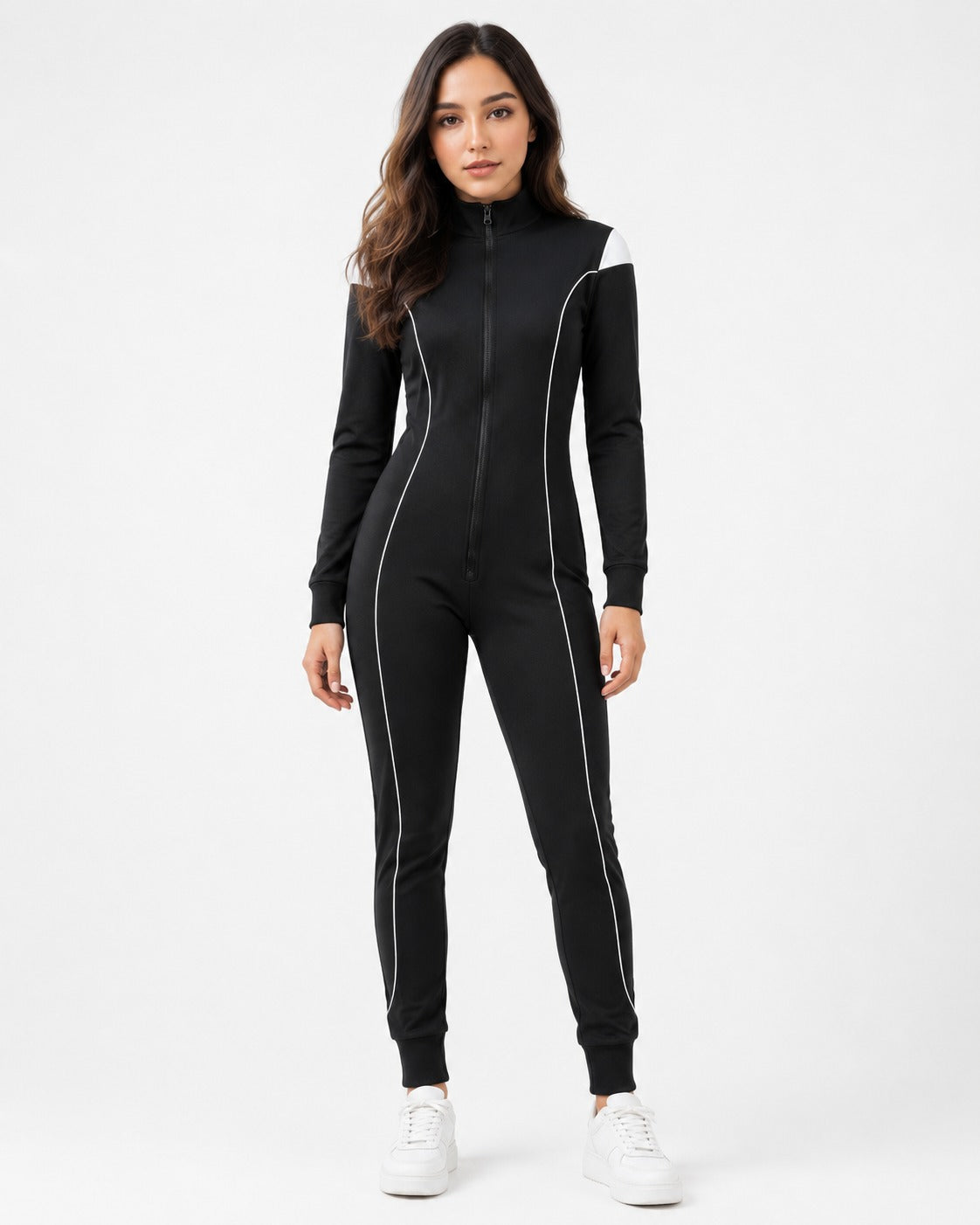 Professional Style Black White Lycra Skydiving Suit – Stretch Fit Design