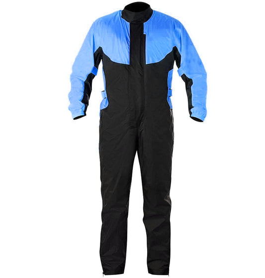 TOPLINE Custom Men/Women ONE PIECE MOTORCYCLE RAIN SUIT | WATERPROOF in Blue Color